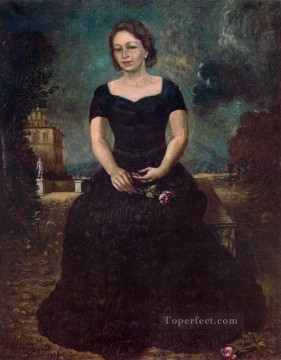 公園でバラを持つイサの肖像 1938 ジョルジョ・デ・キリコ 形而上学的シュルレアリスム Oil Paintings